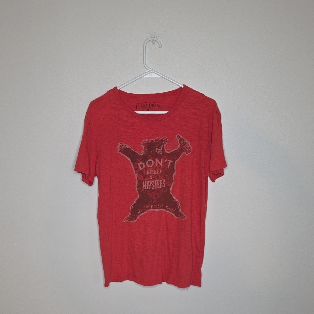 Lucky Brand T-Shirt with  Hipster Bear Graphic Sz Small